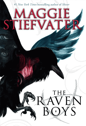 Book cover for The Raven Boys by Maggie Stiefvater showing a raven