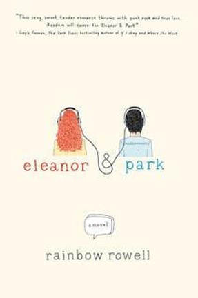 Book cover for Eleanor & Park by Rainbow Rowell showing a boy and girl listening to headphones