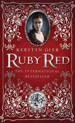 Book cover for Ruby Red by Kerstin Gier showing a young white girl in a red dress