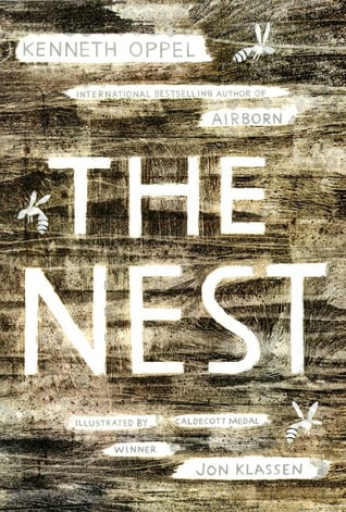 Book cover for The Nest by Kenneth Oppel showing wasps