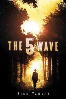 Book cover for The 5th Wave by Rick Yancey showing a man in a forest