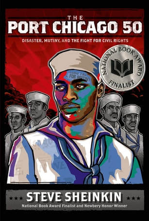 Book cover for The Port Chicago 50 by Steve Sheinkin showing African American military members