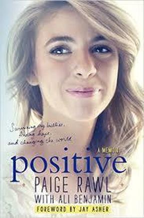 Book cover for Positive: A Memoir by Paige Rawl showing a close up of the author who's white with blonde hair