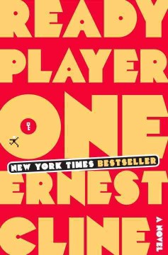 Book cover for Ready Player One by Ernest Cline in bright red and yellow letters